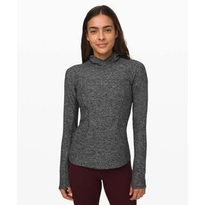Lululemon On Repeat Rulu Hoodie Dark Heather Gray/Black Sz 6 w/Thumbholes